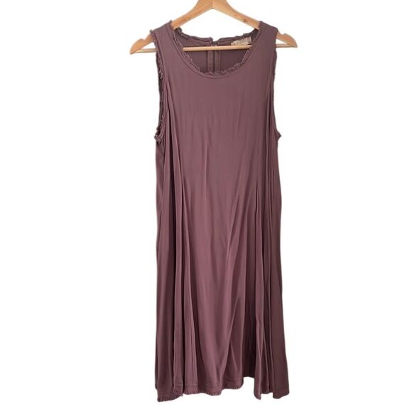 Altar'd State Eggplant Sleeveless Fringe Frayed Shift Dress Size Medium - Picture 1 of 11